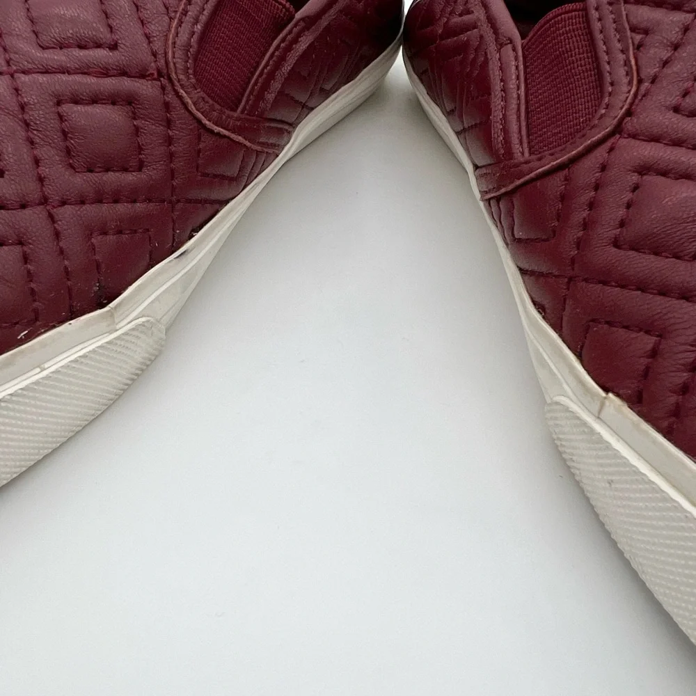 Tory Burch Womens Quilted Slip-On Sneakers Burgundy Wine Size 9 - Picture 9 of 14